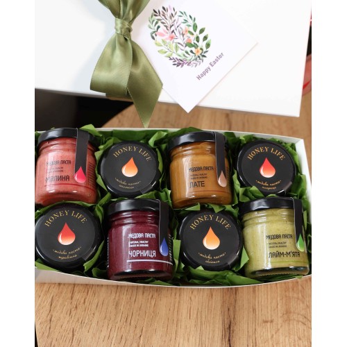 Подарунок на Великдень: подарунковий набір з крем-медом (8×55 г) — Green Подарунок на Великдень: подарунковий набір з крем-медом (8×55 г) — Green